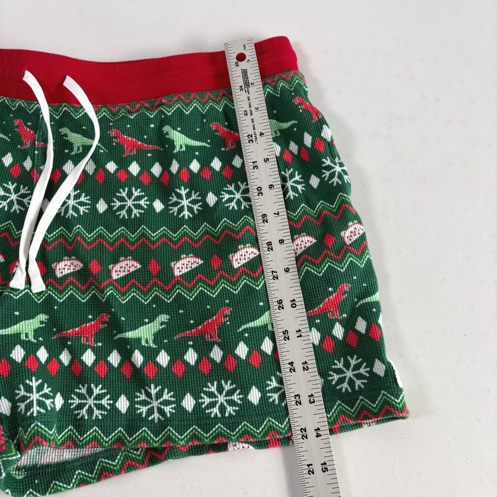 Chubbies Pajama Lounge Shorts Mens XL Green‎ Dinosaur Taco Waffle Knit Holiday